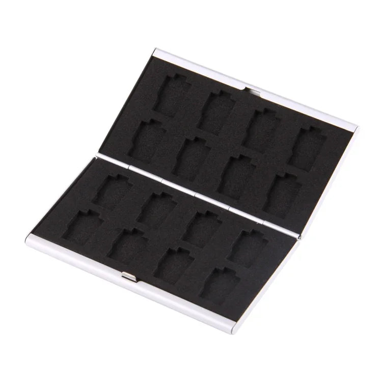 Boîte de protection pour cartes mémoire 16-en-1 pour 16 cartes TF, 8 TF + 8 TF Argent