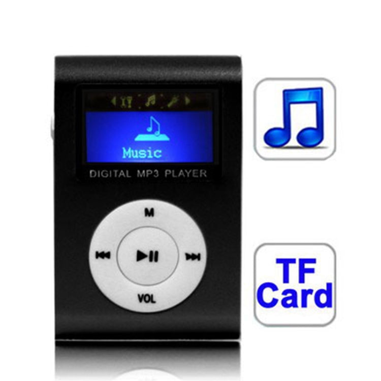 Lecteur MP3 avec emplacement carte TF / Micro SD, écran LCD, clip métallique, avec écran LCD