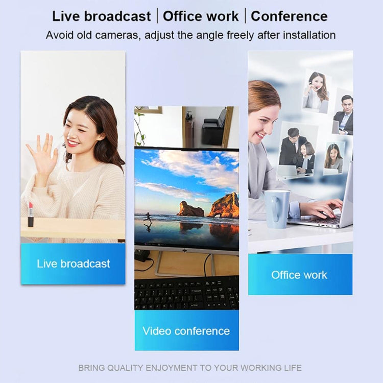 Webcam/Caméra PC USB 2.0 de 5,0 mégapixels sans pilote avec micro et 4 lumières LED, longueur du câble : 1,1 m