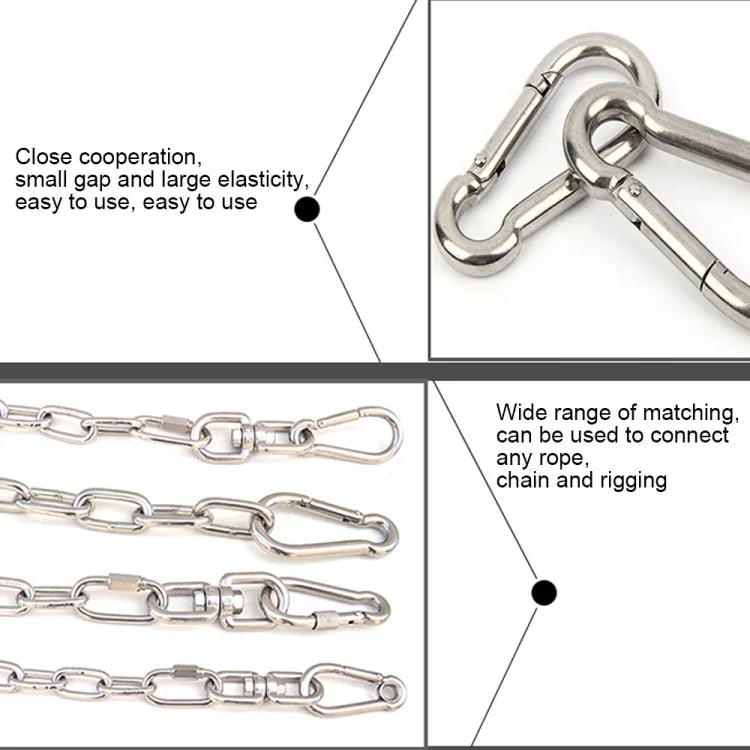 Mousqueton en acier inoxydable M7 avec crochet à ressort, outil multifonction, boucle de verrouillage pour alpinisme, crochet de camping, diamètre intérieur : 6,84 mm, M7