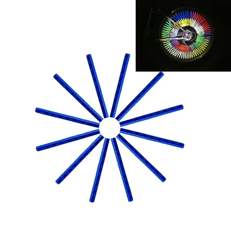 OQSPORT Lot de 12 réflecteurs réfléchissants pour rayons de roue de vélo, avec clip de fixation et bande lumineuse de signalisation.
