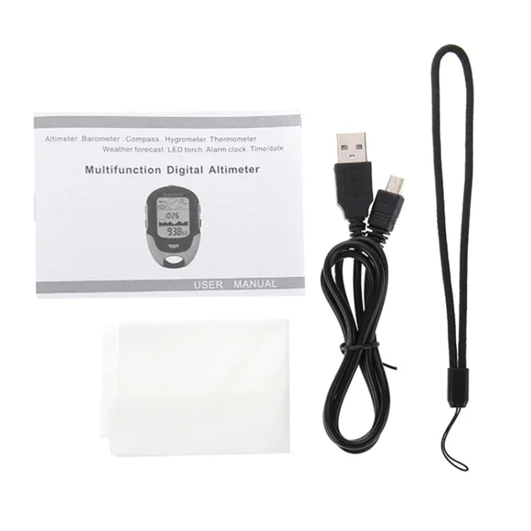 SUNROAD Multifunction LCD Digital Altimeter with Compass & Barometer & Thermometer & Hygrometer & Weather Forecast & LED Torch and Clock, Multifunction
