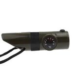 7 en 1 (Sifflet de survie / Boussole / Thermomètre / Lampe LED / Loupe / Rétro-réflecteur / Cordelette), Sifflet de survie 7 en 1