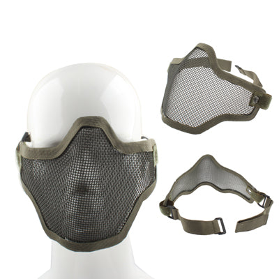 Masque de protection demi-visage en filet avec sangle élastique, masque style filet (vert armée), masque demi-visage style filet (noir), masque style filet (marron)