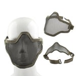 Masque de protection demi-visage en filet avec sangle élastique, masque style filet (vert armée), masque demi-visage style filet (noir), masque style filet (marron)