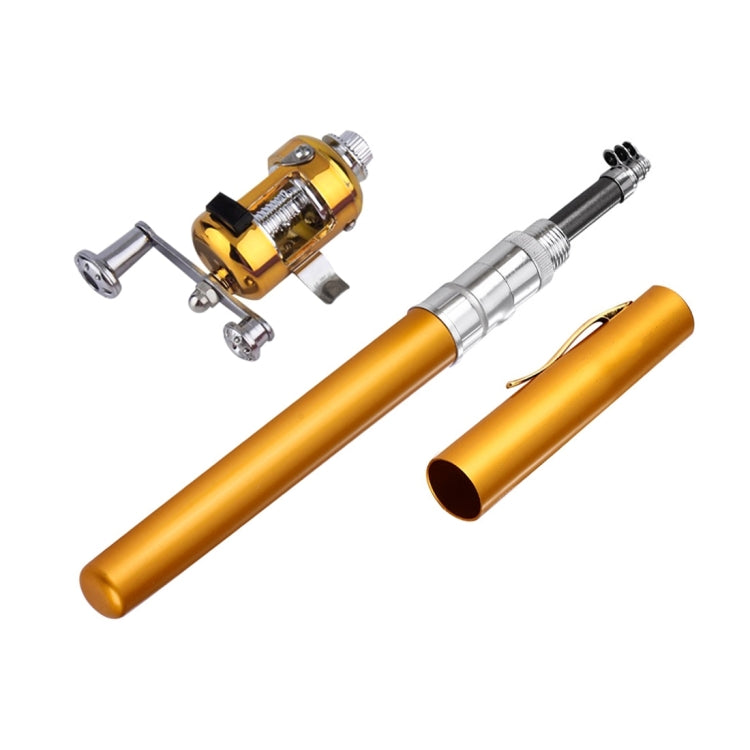 Canne à pêche de style stylo, volant d'inertie doré, poulie circulaire dorée, volant d'inertie argenté
