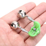 10 pièces accessoire de pêche double clochette à clip pour canne à pêche, alarme de touche de pêche, livraison de couleur aléatoire, alarme de touche de pêche