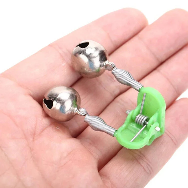 10 pièces accessoire de pêche double clochette à clip pour canne à pêche, alarme de touche de pêche, livraison de couleur aléatoire, alarme de touche de pêche
