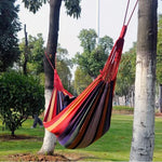 Hamac de camping extérieur en toile Red Stripe pour une personne, taille : 190 cm x 100 cm, 190 cm x 100 cm (rouge)