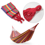 Hamac de camping extérieur en toile Red Stripe pour une personne, taille : 190 cm x 100 cm, 190 cm x 100 cm (rouge)