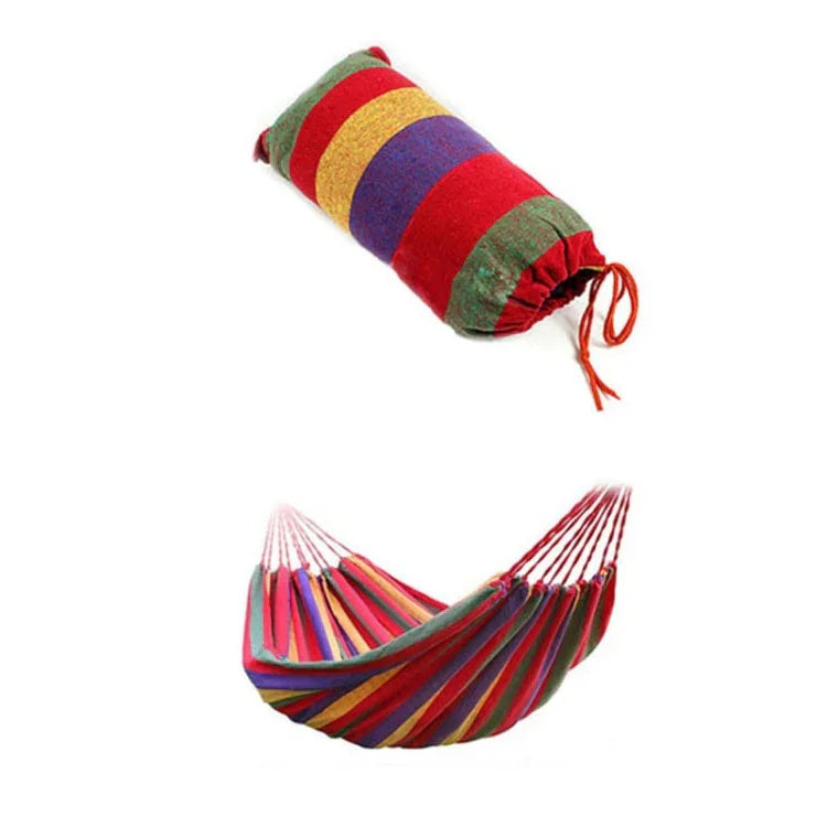 Hamac de camping extérieur en toile Red Stripe pour une personne, taille : 190 cm x 100 cm, 190 cm x 100 cm (rouge)