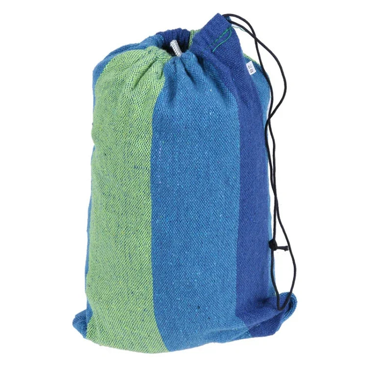 Hamac de camping extérieur en toile à rayures bleues, largeur simple, dimensions : 190 cm x 100 cm, 190 cm x 100 cm (bleu)