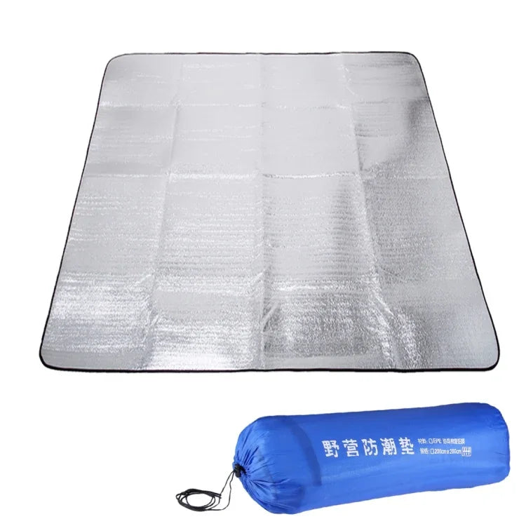 Tapis d'humidité double en aluminium de 7 mm d'épaisseur / Tapis de couchage de camping, Taille : 200 cm x 200 cm, Film d'aluminium 200 cm x 200 cm