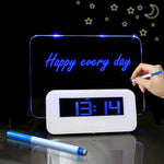 Réveil numérique LCD multifonction Thermomètre + concentrateur USB 4 ports + tableau de messages avec rétroéclairage LCD bleu ou vert, tableau de messages USB