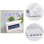 Réveil numérique LCD multifonction Thermomètre + concentrateur USB 4 ports + tableau de messages avec rétroéclairage LCD bleu ou vert, tableau de messages USB