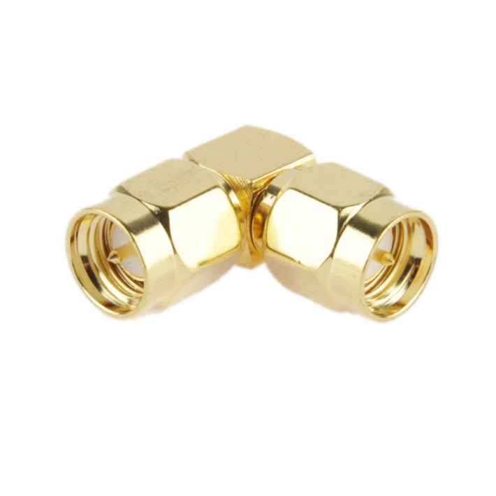 Adaptateur SMA mâle plaqué or vers SMA mâle avec angle de 90 degrés, SMA mâle vers mâle