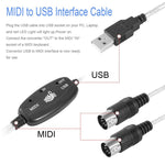 Câble adaptateur convertisseur interface USB vers MIDI pour piano électrique, longueur : 1,8m