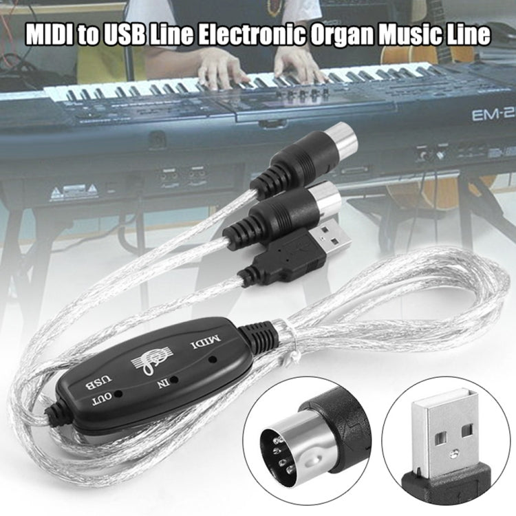 Câble adaptateur convertisseur interface USB vers MIDI pour piano électrique, longueur : 1,8m