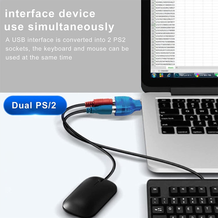 Adaptateur USB mâle vers PS/2 femelle pour souris / clavier, USB mâle vers 2 PS/2 femelles