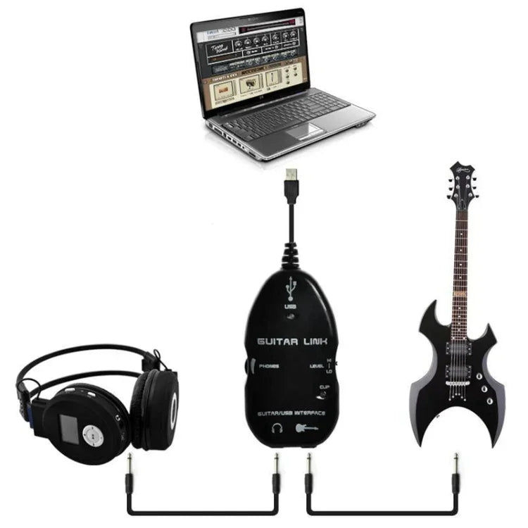 Câble de liaison pour guitare avec interface USB (enregistrement PC/Mac), câble de liaison pour guitare avec interface USB (noir), câble de liaison pour guitare avec interface USB (blanc)