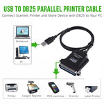 Câble adaptateur imprimante USB vers parallèle 1284 36 broches, longueur du câble : 1m, USB 2.0 vers IEEE1284 (noir)