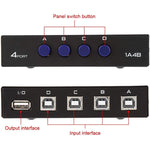 FENGJIE FJ-IA4B-C commutateur à 4 ports USB 2.0 haute vitesse avec bouton-poussoir, boîte de partage pour PC, scanner, imprimante, FENGJIE FJ-IA4B-C