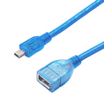 Câble adaptateur Mini USB 5 broches vers USB 2.0 AF OTG, longueur : 22 cm (bleu), 22 cm