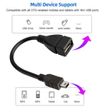 Câble adaptateur Mini USB 5 broches vers USB 2.0 AF OTG, Mini USB, 12 cm (noir)