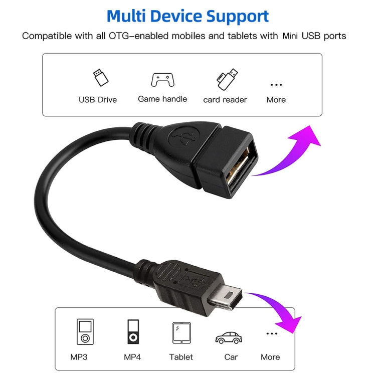 Câble adaptateur Mini USB 5 broches vers USB 2.0 AF OTG, Mini USB, 12 cm (noir)