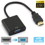 Câble HDMI vers VGA + sortie audio Full HD 1080P 24 cm pour ordinateur / DVD / décodeur numérique / portable / téléphone mobile / lecteur multimédia, longueur : 24 cm (blanc)