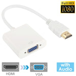 Câble HDMI vers VGA + sortie audio Full HD 1080P 24 cm pour ordinateur / DVD / décodeur numérique / portable / téléphone mobile / lecteur multimédia, longueur : 24 cm (blanc)