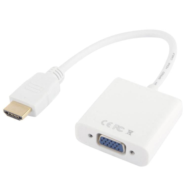 Câble HDMI vers VGA + sortie audio Full HD 1080P 24 cm pour ordinateur / DVD / décodeur numérique / portable / téléphone mobile / lecteur multimédia, longueur : 24 cm (blanc)
