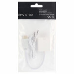 Câble HDMI vers VGA + sortie audio Full HD 1080P 24 cm pour ordinateur / DVD / décodeur numérique / portable / téléphone mobile / lecteur multimédia, longueur : 24 cm (blanc)