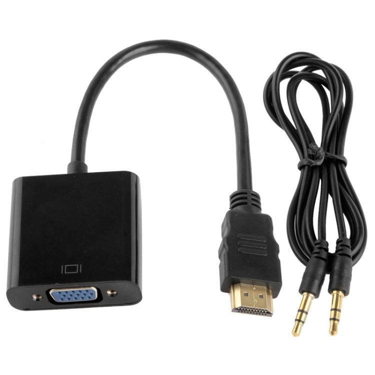 Câble HDMI vers VGA + sortie audio Full HD 1080P 24 cm pour ordinateur / DVD / décodeur numérique / portable / téléphone mobile / lecteur multimédia, longueur : 24 cm (blanc)