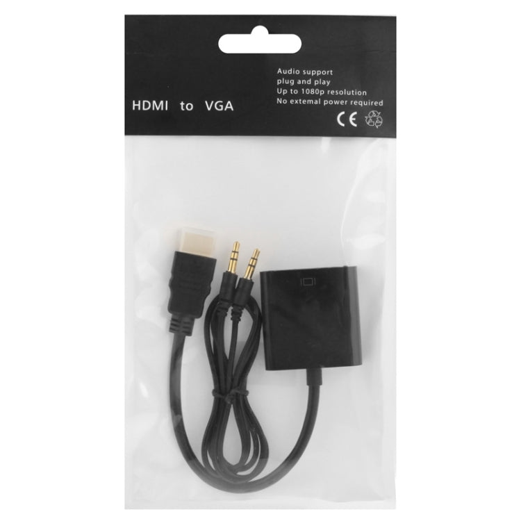 Câble HDMI vers VGA + sortie audio Full HD 1080P 24 cm pour ordinateur / DVD / décodeur numérique / portable / téléphone mobile / lecteur multimédia, longueur : 24 cm (blanc)