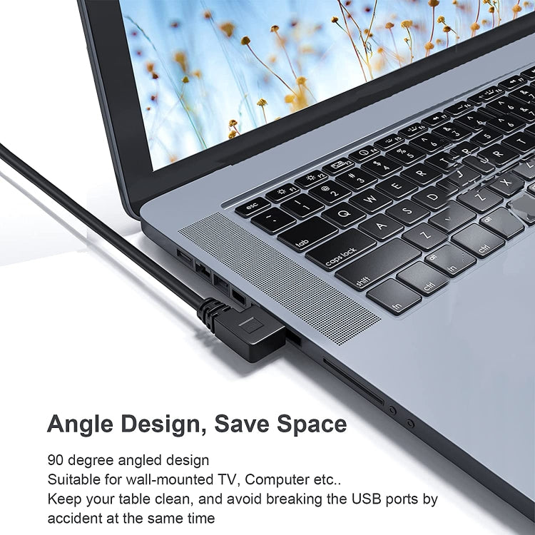Câble adaptateur USB-C / Type-C 3.1 mâle vers USB 3.0 à angle de 90 degrés vers la gauche, longueur 1m