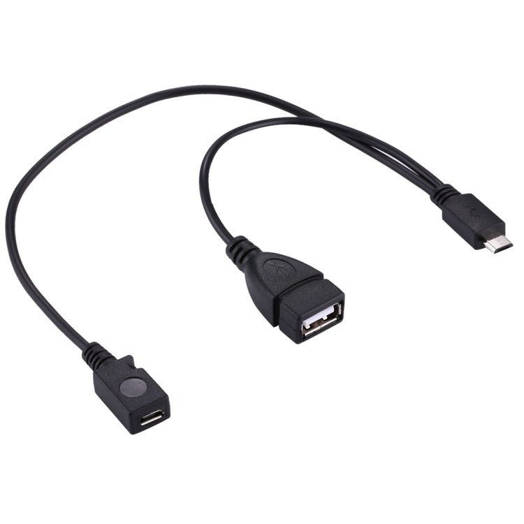Câble séparateur OTG USB 2.0 Micro-B mâle vers USB 2.0 Micro-B femelle mâle & USB 2.0 femelle, longueur : 19 / 30 cm