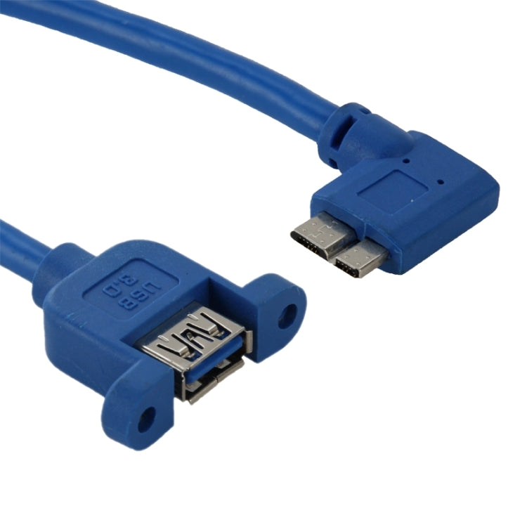 Câble USB 3.0 Micro-B mâle à USB 3.0 femelle OTG à angle de 90 degrés vers la gauche pour tablette / disque dur portable, Longueur : 30 cm, Micro BM vers AF, longueur : 30 cm