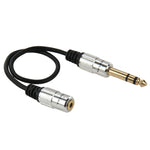 Câble adaptateur audio mâle 6,35 mm vers femelle 3,5 mm, longueur : 30cm, mâle 6,35 mm vers femelle 3,5 mm