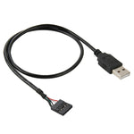 Câble adaptateur femelle 5 broches carte mère vers mâle USB 2.0, longueur : 50cm, 5 broches carte mère vers USB