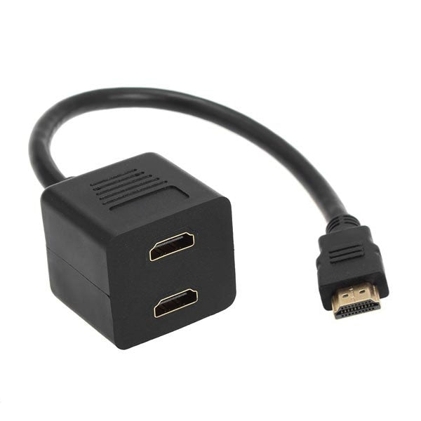 Adaptateur répartiteur HDMI 30 cm Y avec 2 connecteurs (plaqué or), 1 vers 2 (plaqué or)