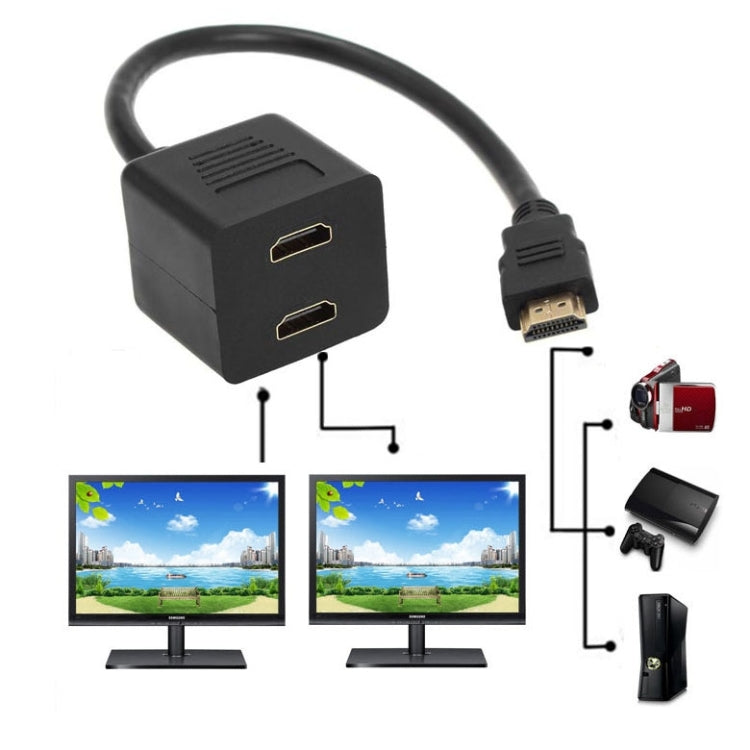 Adaptateur répartiteur HDMI 30 cm Y avec 2 connecteurs (plaqué or), 1 vers 2 (plaqué or)
