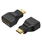 Adaptateur Mini HDMI mâle plaqué or vers HDMI femelle 19 broches, Mini HDMI mâle vers HDMI femelle