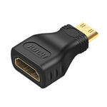 Adaptateur Mini HDMI mâle plaqué or vers HDMI femelle 19 broches, Mini HDMI mâle vers HDMI femelle