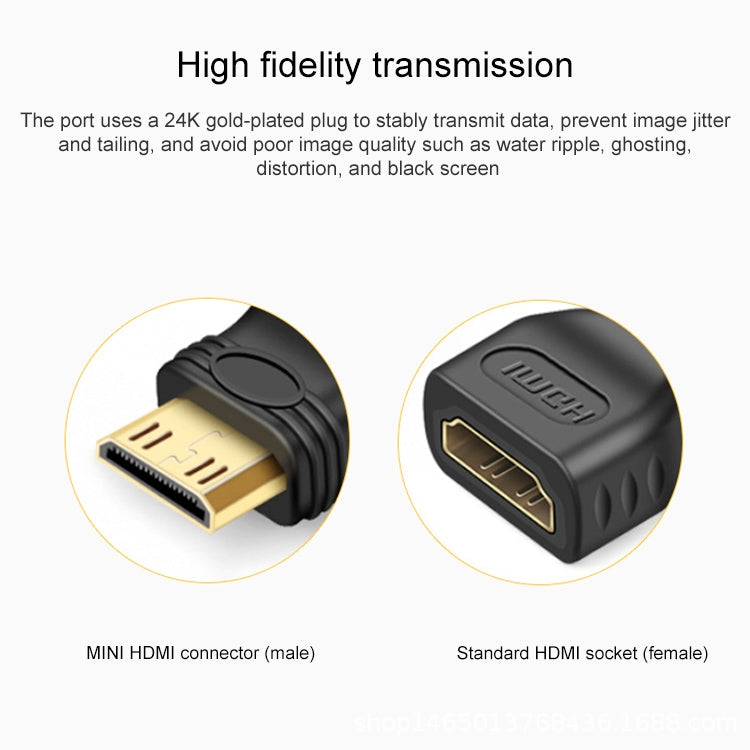 Adaptateur Mini HDMI mâle plaqué or vers HDMI femelle 19 broches, Mini HDMI mâle vers HDMI femelle