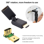 Adaptateur HDMI 19 broches mâle vers femelle pivotant à 360 degrés (plaqué or)