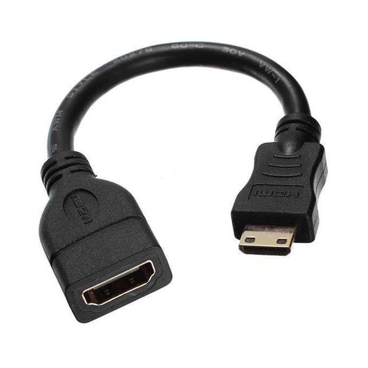 Câble mini HDMI mâle plaqué or vers HDMI 19 broches femelle, mini HDMI mâle, longueur : 16 cm