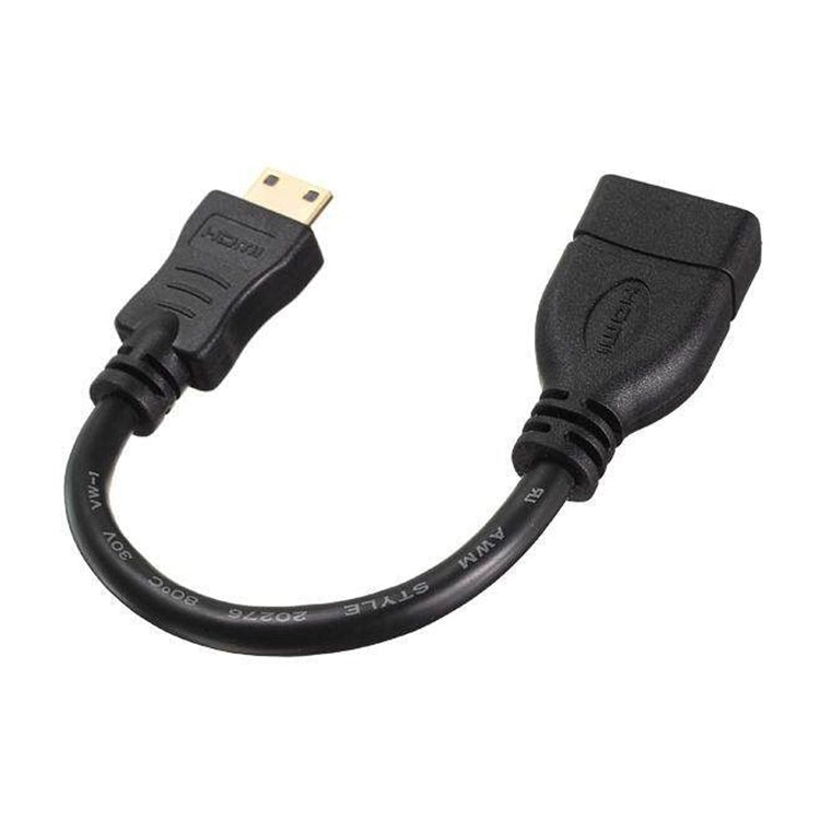 Câble mini HDMI mâle plaqué or vers HDMI 19 broches femelle, mini HDMI mâle, longueur : 16 cm