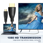Câble Micro HDMI mâle 3D 1080P plaqué or de 1 m pour téléphone mobile, caméras, GoPro, Micro HDMI plaqué or, longueur : 1 m