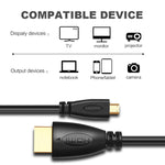 Câble Micro HDMI mâle 3D 1080P plaqué or de 1 m pour téléphone mobile, caméras, GoPro, Micro HDMI plaqué or, longueur : 1 m